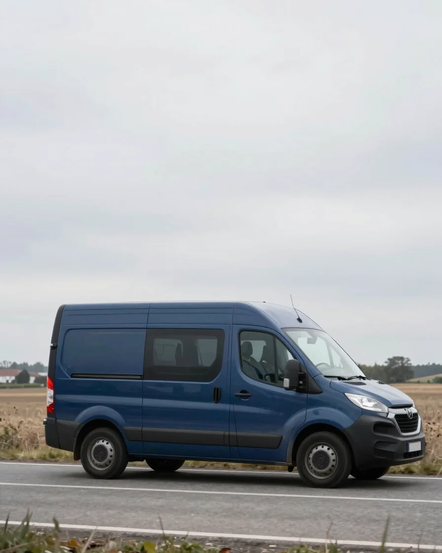 Dépanneuse professionnelle moderne sur une route dégagée de campagne près de Vesoul, sous un ciel légèrement couvert. Lu